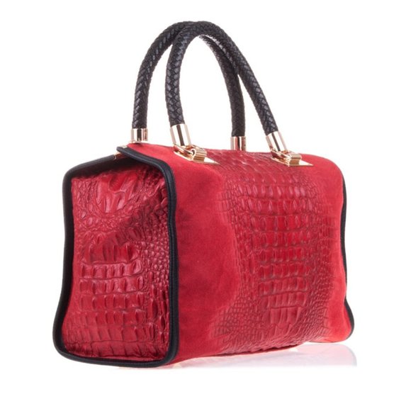 Red Italian Tote Bag by Firenze Artegiani | Size OS - Picture 2 of 5